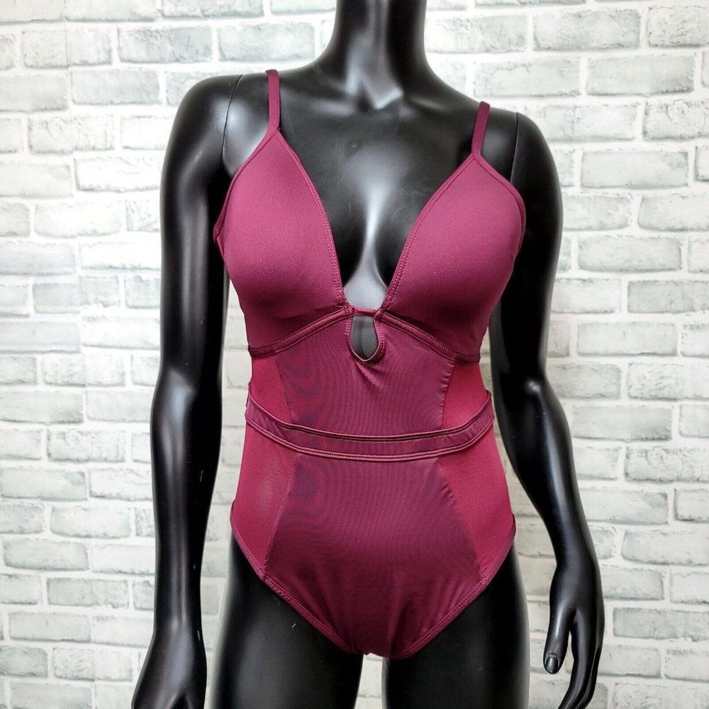 Kenneth Cole Wonder Sexy Solids Mesh Inset Push Up Tummy Control‎ 1pc Swimsuit